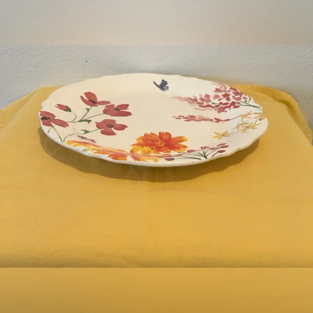 Sur la Table 9” floral plate with butterfly.